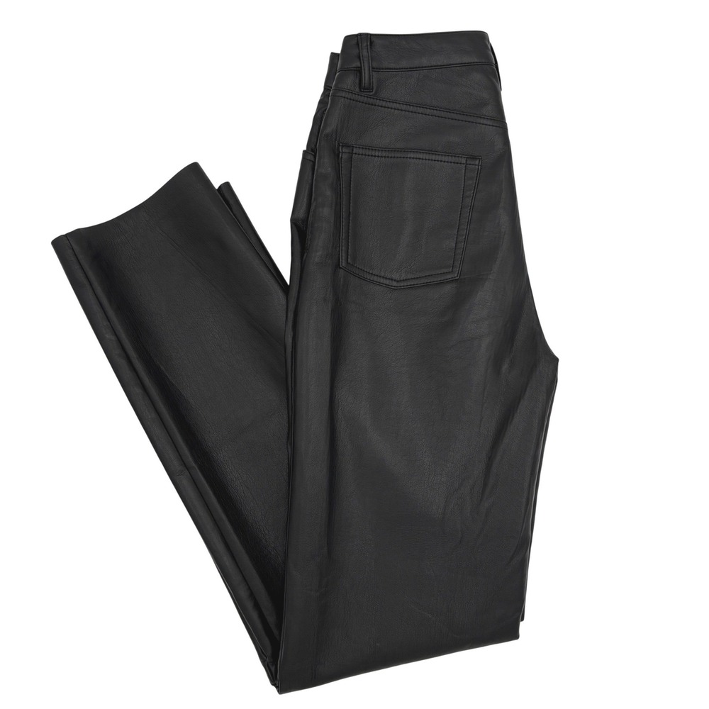 Wilfred Black Faux Leather Pants Straight Leg‎ Minimalist Quiet Luxury Size 4